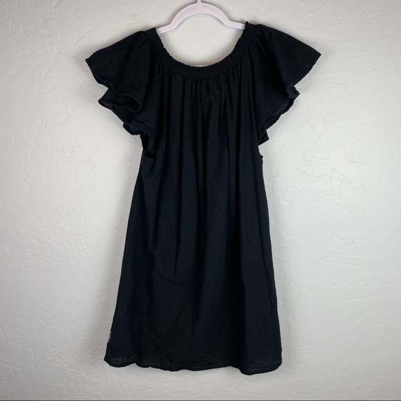 Piper By Townsen‎ Black Off The Shoulder Embroidered Cotton Mini Dress Women's S - Picture 5 of 7